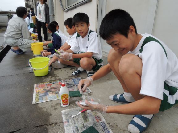 トイレ掃除に学ぶ出前授業 富島中学校１年生編