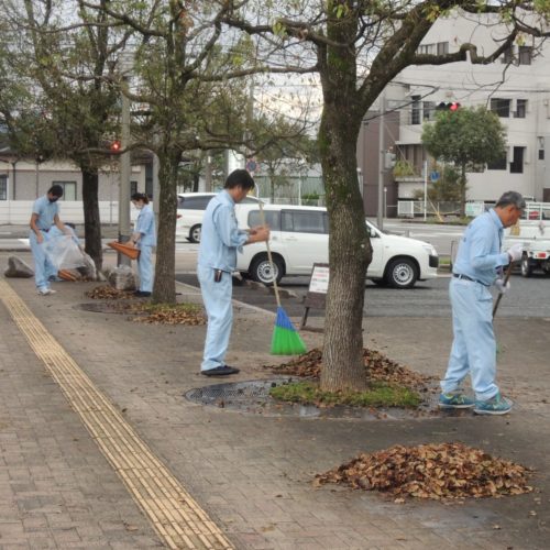 日向市駅前落ち葉清掃を実施しました！