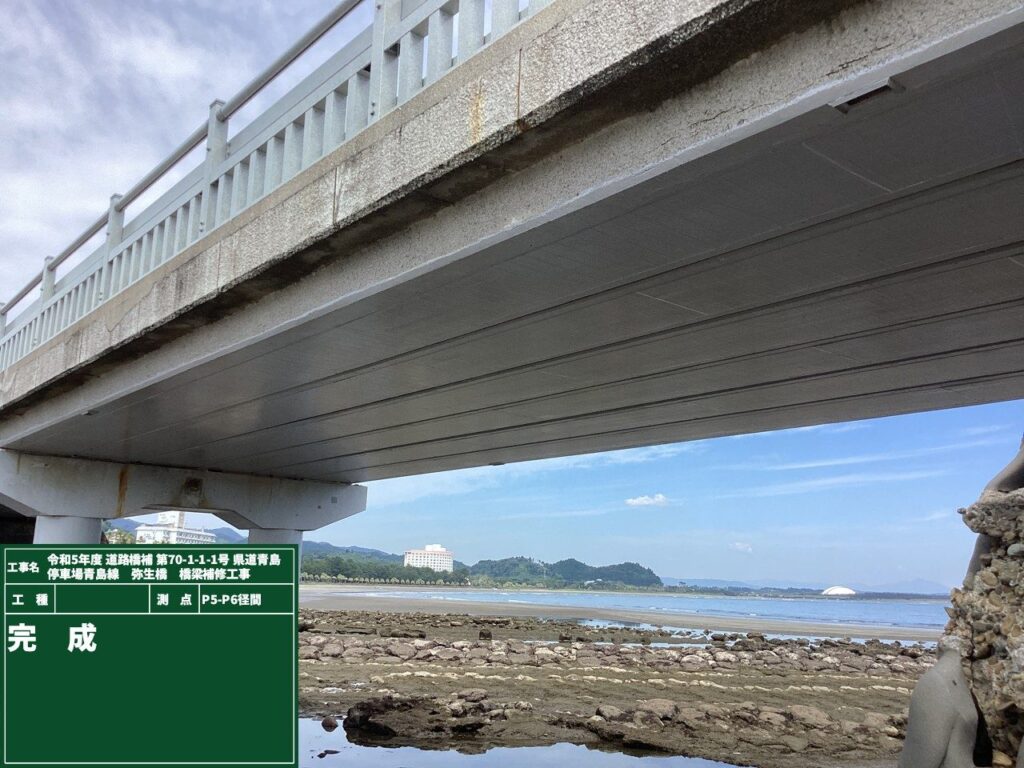 補修を終えた弥生橋を海側から見たところ（P5-P6径間）