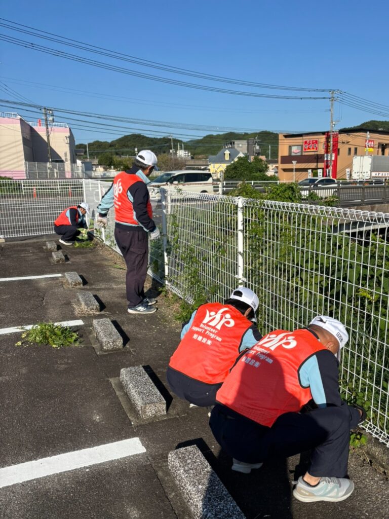 フェンス沿いの除草